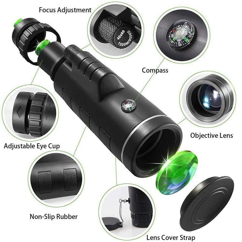 Turbo 10X Starscope HD Monocular - High Power Monocular With Smartphone Holder & Tripod