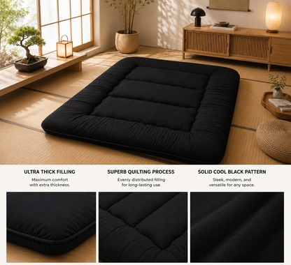 Turbo Cables – Japanese Floor Bed, 4 Inch Thick Futon Mattress, Foldable Tatami Sleeping Pad, Roll Up Floor Bed for Adults & Kids