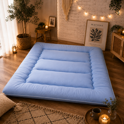 Turbo Cables – Japanese Floor Bed, 4 Inch Thick Futon Mattress, Foldable Tatami Sleeping Pad, Roll Up Floor Bed for Adults & Kids