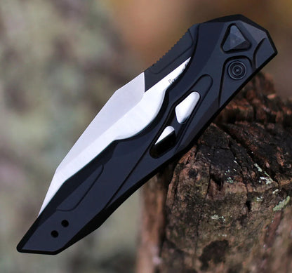 Turbo Cables – Automatic Utility Knife | Wharncliffe Folding Pocket Knife with Push Button Opening | Compact EDC Knife for Outdoor & Camping