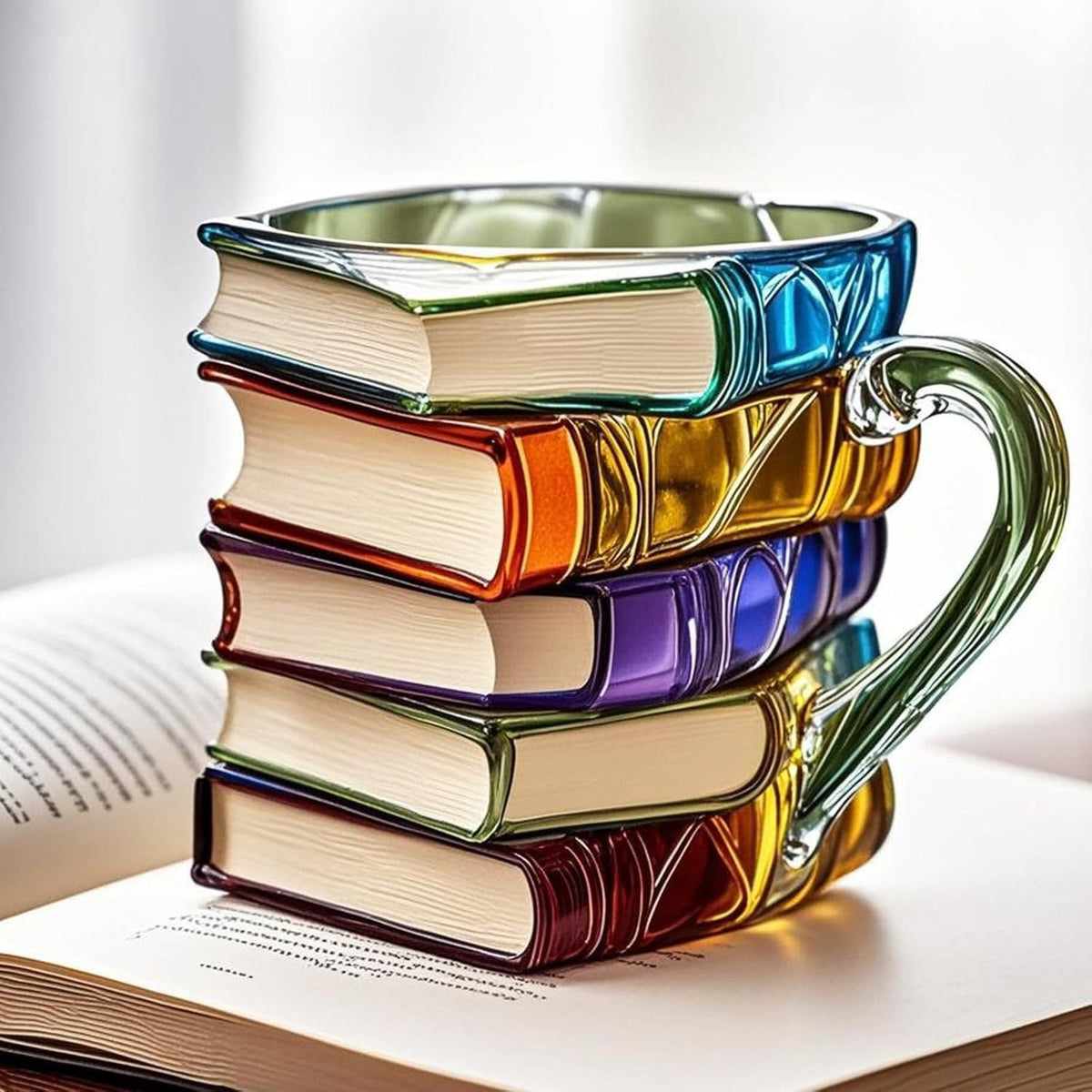 Turbo Cables – Literary Charm | 3D Book Spine Glass Coffee Mug with Durable Design | Unique Gift for Book Lovers
