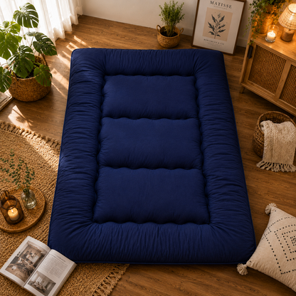 Turbo Cables – Japanese Floor Bed, 4 Inch Thick Futon Mattress, Foldable Tatami Sleeping Pad, Roll Up Floor Bed for Adults & Kids