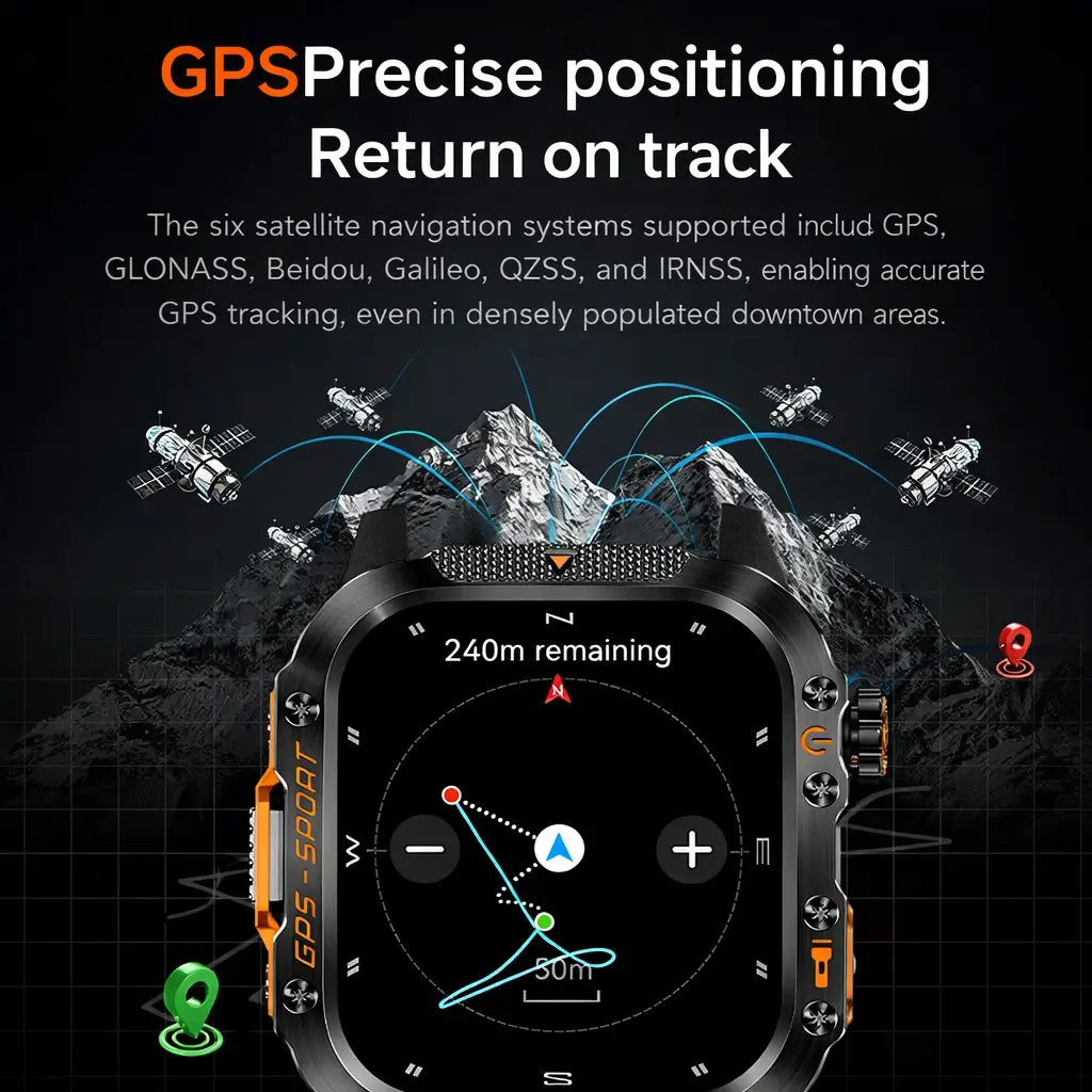 Turbo Cables – X2 Pro | Rugged GPS Smartwatch with 100+ Sports Modes | Multi-Satellite Navigation for Active Lifestyles