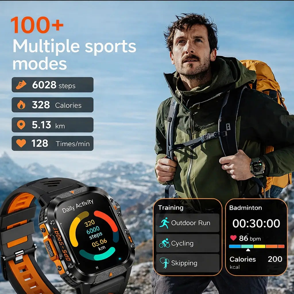 Turbo Cables – X2 Pro | Rugged GPS Smartwatch with 100+ Sports Modes | Multi-Satellite Navigation for Active Lifestyles