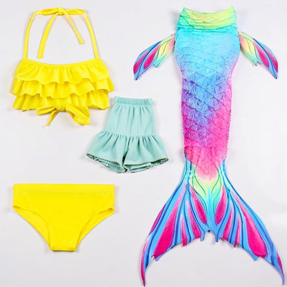 Turbo Cables – Girls Mermaid Swimsuit Set with Matching Swim Tail | Fun Costume for Beach and Dress-Up Play