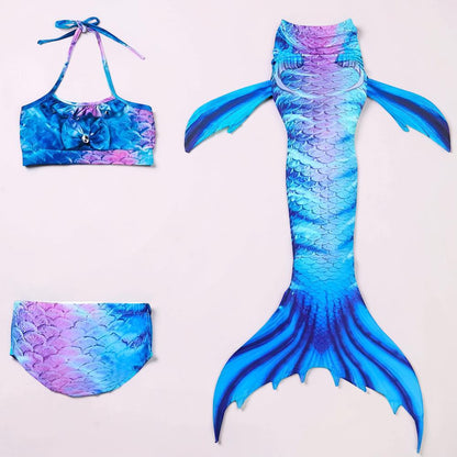 Turbo Cables – Girls Mermaid Swimsuit Set with Matching Swim Tail | Fun Costume for Beach and Dress-Up Play