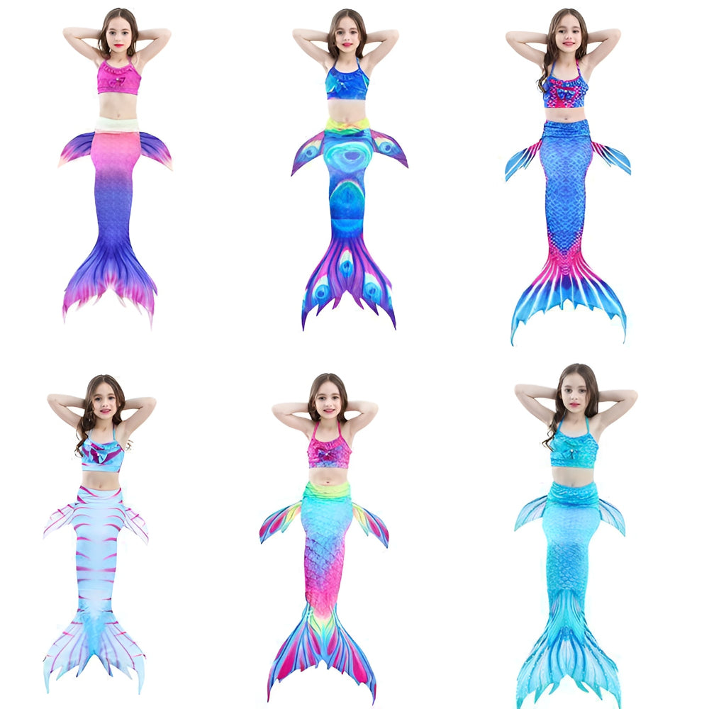 Turbo Cables – Girls Mermaid Swimsuit Set with Matching Swim Tail | Fun Costume for Beach and Dress-Up Play