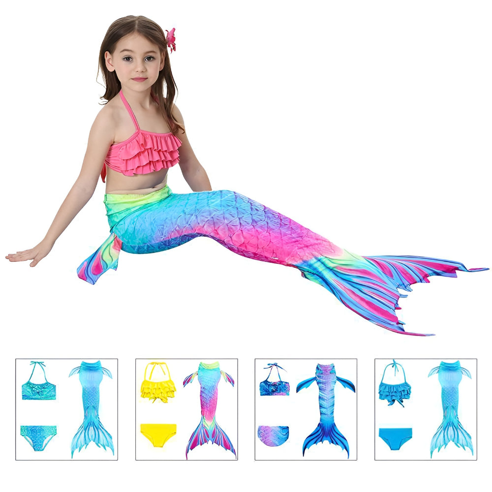 Turbo Cables – Girls Mermaid Swimsuit Set with Matching Swim Tail | Fun Costume for Beach and Dress-Up Play