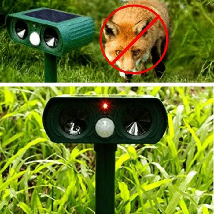 Solar Ultrasonic Fox Deterrent – Motion-Activated Animal Repeller for Garden, Lawn & Outdoor Turbo Cables