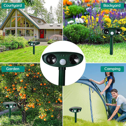 Solar Ultrasonic Fox Deterrent – Motion-Activated Animal Repeller for Garden, Lawn & Outdoor Turbo Cables