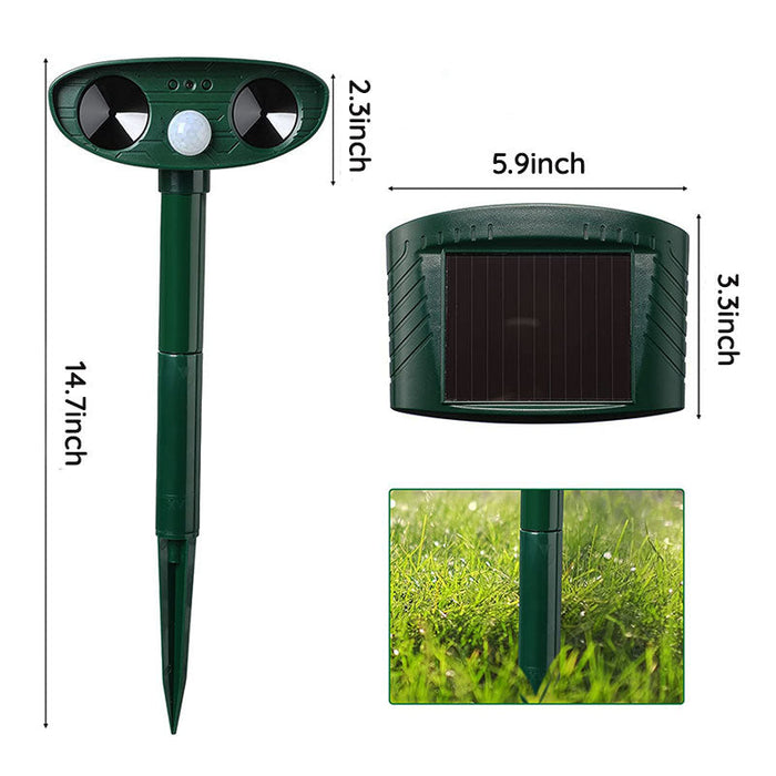 Solar Ultrasonic Fox Deterrent – Motion-Activated Animal Repeller for Garden, Lawn & Outdoor Turbo Cables