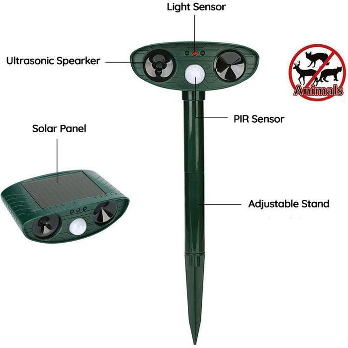 Solar Ultrasonic Fox Deterrent – Motion-Activated Animal Repeller for Garden, Lawn & Outdoor Turbo Cables