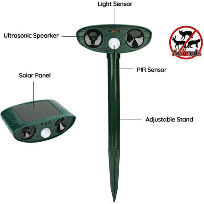 Solar Ultrasonic Fox Deterrent – Motion-Activated Animal Repeller for Garden, Lawn & Outdoor Turbo Cables