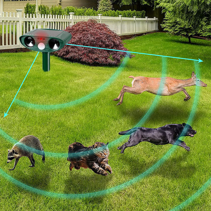 Solar Ultrasonic Fox Deterrent – Motion-Activated Animal Repeller for Garden, Lawn & Outdoor Turbo Cables