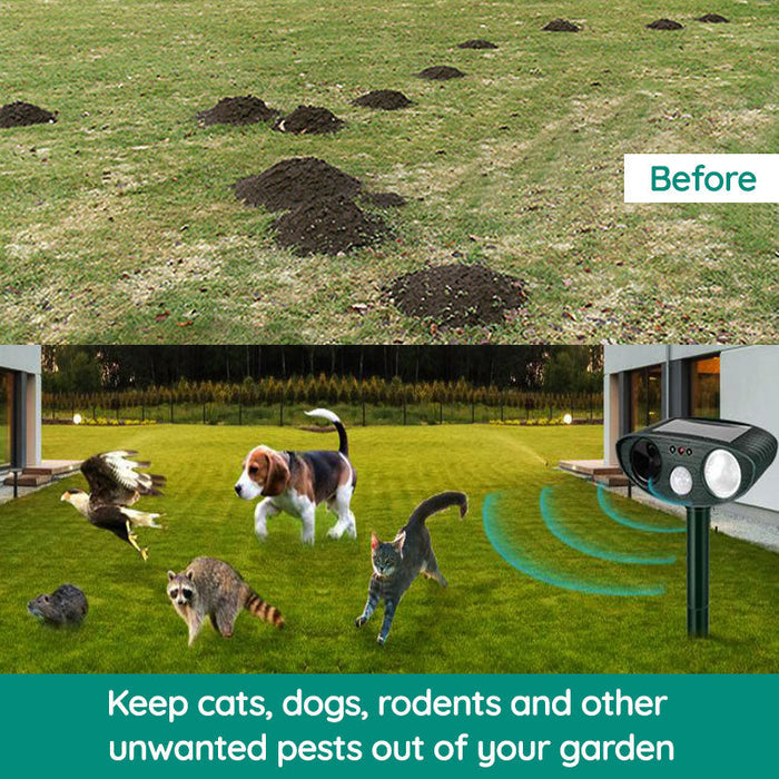 Solar Ultrasonic Fox Deterrent – Motion-Activated Animal Repeller for Garden, Lawn & Outdoor Turbo Cables