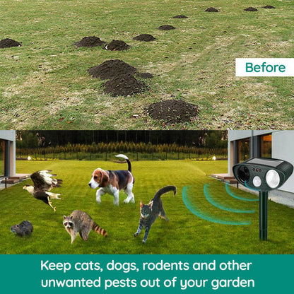 Solar Ultrasonic Fox Deterrent – Motion-Activated Animal Repeller for Garden, Lawn & Outdoor Turbo Cables