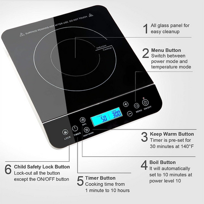 Turbo Cables – Portable Induction Cooktop | 1800W with Precise Temperature Control | Compact Design for Efficient Cooking