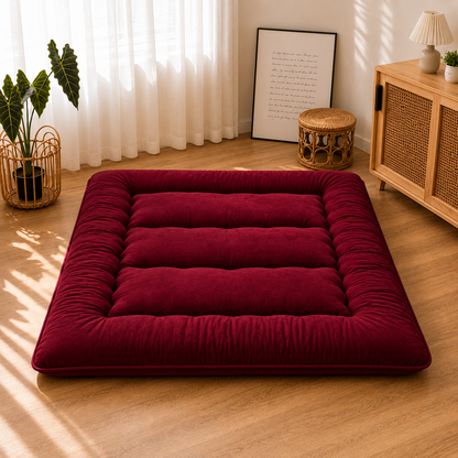Turbo Cables – Japanese Floor Bed, 4 Inch Thick Futon Mattress, Foldable Tatami Sleeping Pad, Roll Up Floor Bed for Adults & Kids