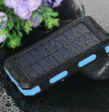 Solar Power Bank – 500000mAh Portable Waterproof Outdoor Charger with Dual USB & LED Light Turbo Cables