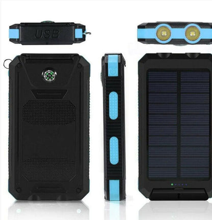 Turbo 500000mAh Solar Charger Waterproof Power Bank External Turbo Cables