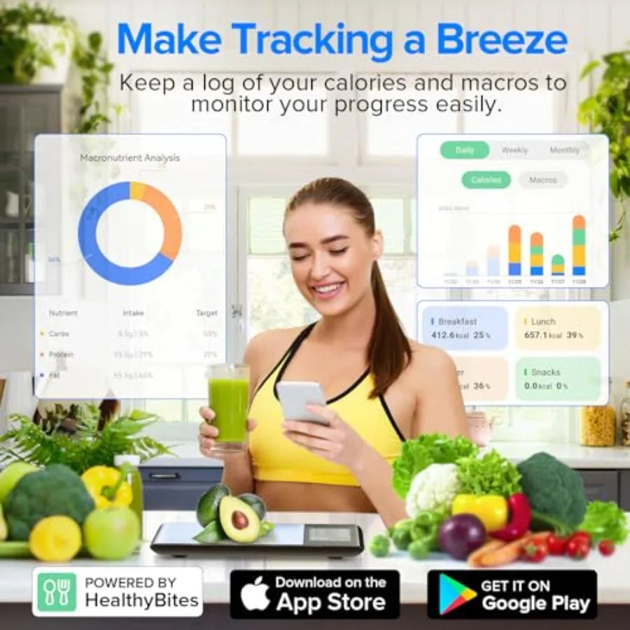 Turbo Cables – Smart Food Kitchen Scale with Nutritional Calculator Free App for Weight Loss | Nutritional Calculator, Macro Tracking