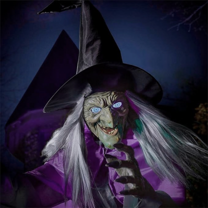 Turbo Cables – Spooky Decor | Hanging Witch Yard Decoration for Halloween with Large Flying Design | Perfect for Outdoor Displays