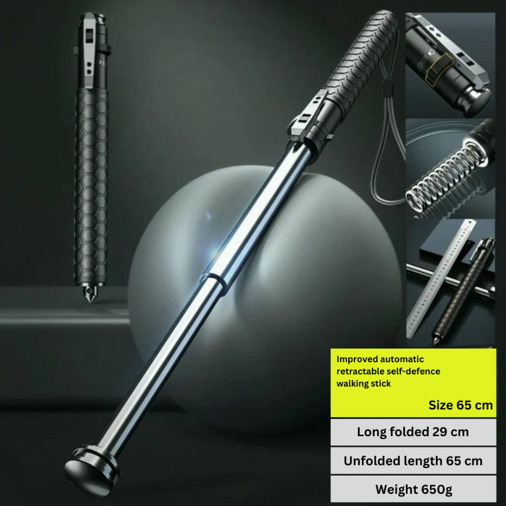 Turbo Cables – Automatic Self-Defense Walking Stick | Quick-Deploy Mechanism, Adjustable Height, Ergonomic Grip & Enhanced Stability
