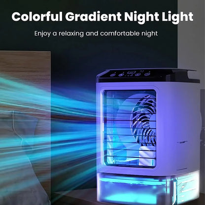 TurboCool™ Portable Dual Spray Air Cooler Fan – 3 Speed Mini Desktop AC with Night Light