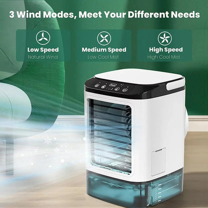 TurboCool™ Portable Dual Spray Air Cooler Fan – 3 Speed Mini Desktop AC with Night Light