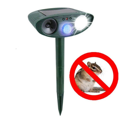 Solar Powered Ultrasonic Rabbit Repeller – Humane Garden Protection with Flashing Light Turbo Cables