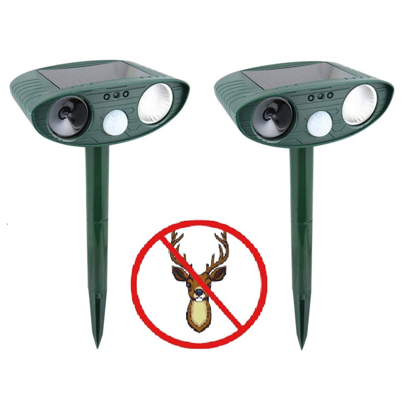 Solar Powered Ultrasonic Deer Repellent – Motion Sensor Animal Deterrent for Garden, Lawn & Yard Protection Turbo Cables