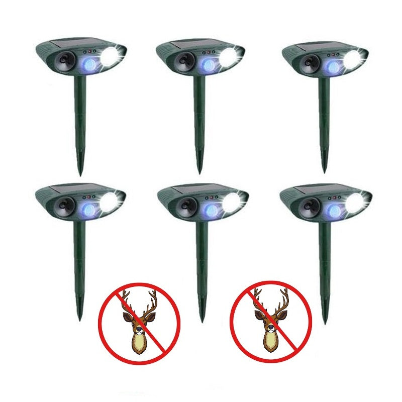 Solar Powered Ultrasonic Deer Repellent – Motion Sensor Animal Deterrent for Garden, Lawn & Yard Protection Turbo Cables