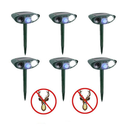 Solar Powered Ultrasonic Deer Repellent – Motion Sensor Animal Deterrent for Garden, Lawn & Yard Protection Turbo Cables