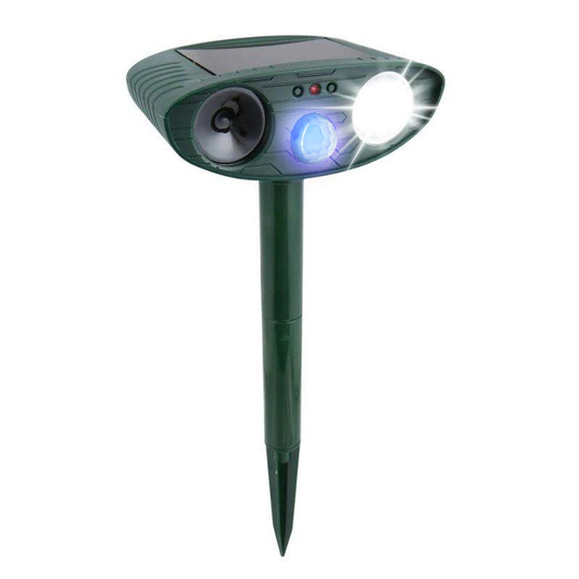 Solar Powered Ultrasonic Rabbit Repeller – Humane Garden Protection with Flashing Light Turbo Cables