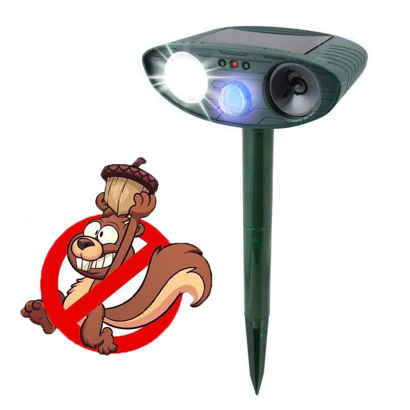 Solar Powered Ultrasonic Rabbit Repeller – Humane Garden Protection with Flashing Light Turbo Cables