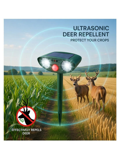 Ultrasonic Solar Deer Repeller – Motion Sensor Animal Deterrent for Garden & Yard Turbo Cables
