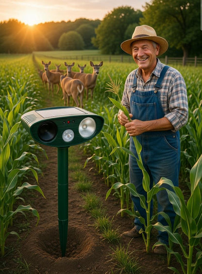 Ultrasonic Solar Deer Repeller – Motion Sensor Animal Deterrent for Garden & Yard Turbo Cables