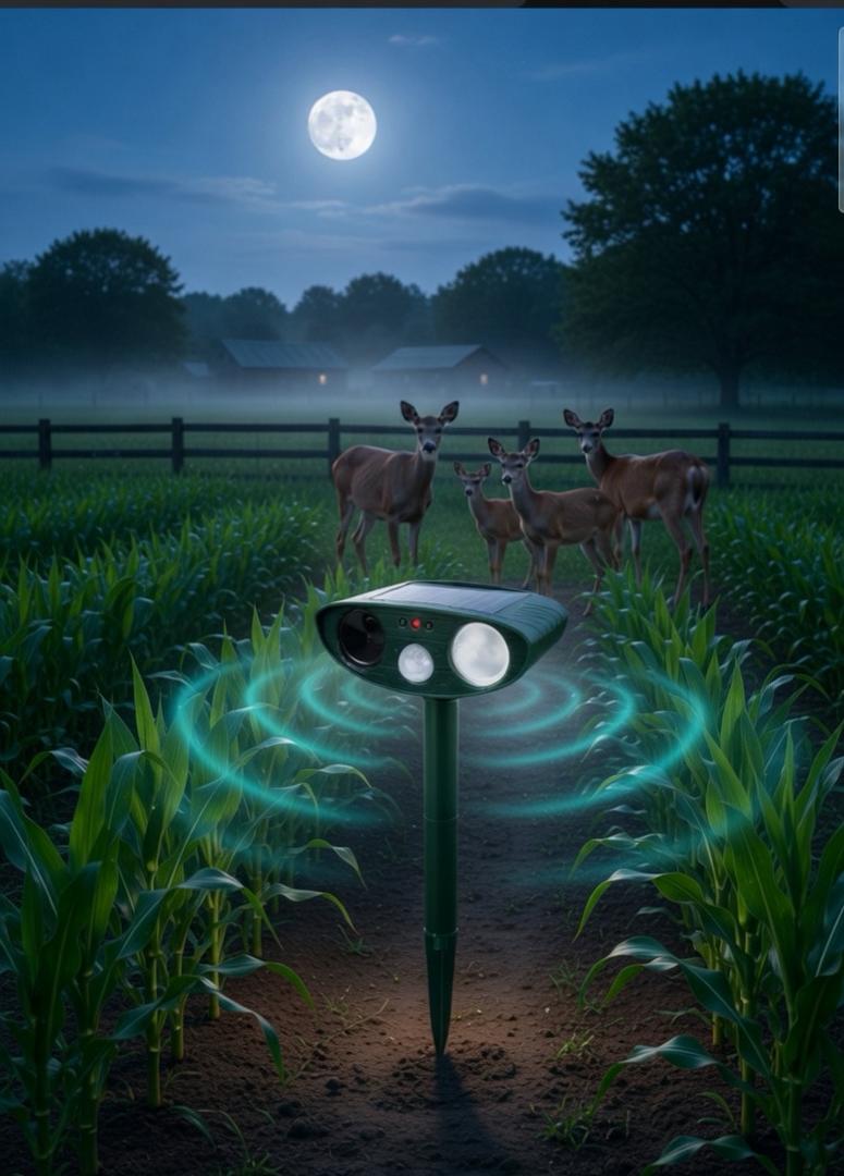 Ultrasonic Solar Deer Repeller – Motion Sensor Animal Deterrent for Garden & Yard Turbo Cables