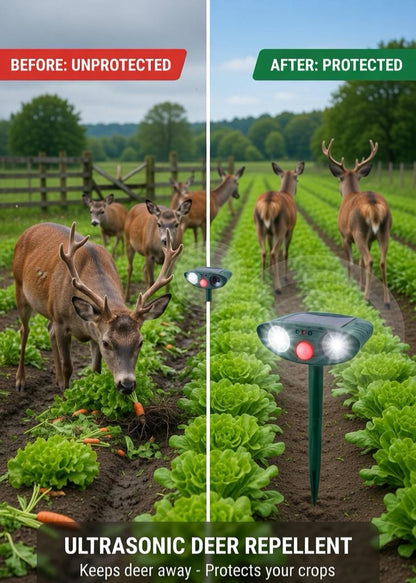 Ultrasonic Solar Deer Repeller – Motion Sensor Animal Deterrent for Garden & Yard Turbo Cables