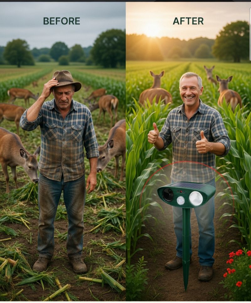 Ultrasonic Solar Deer Repeller – Motion Sensor Animal Deterrent for Garden & Yard Turbo Cables