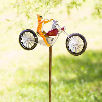 Turbo Cables – Whimsical Animal Bicycle Windmill with Spinning Wheel | Unique Garden Decor for Playful Outdoor Spaces