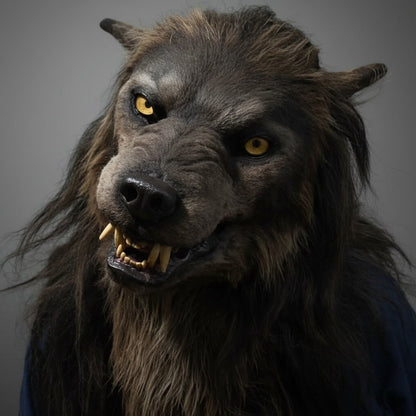 Turbo Cables – Wolf Mask | Realistic Halloween Costume Accessory with Detailed Fur Texture | Full-Face Coverage for Spooky Transformations