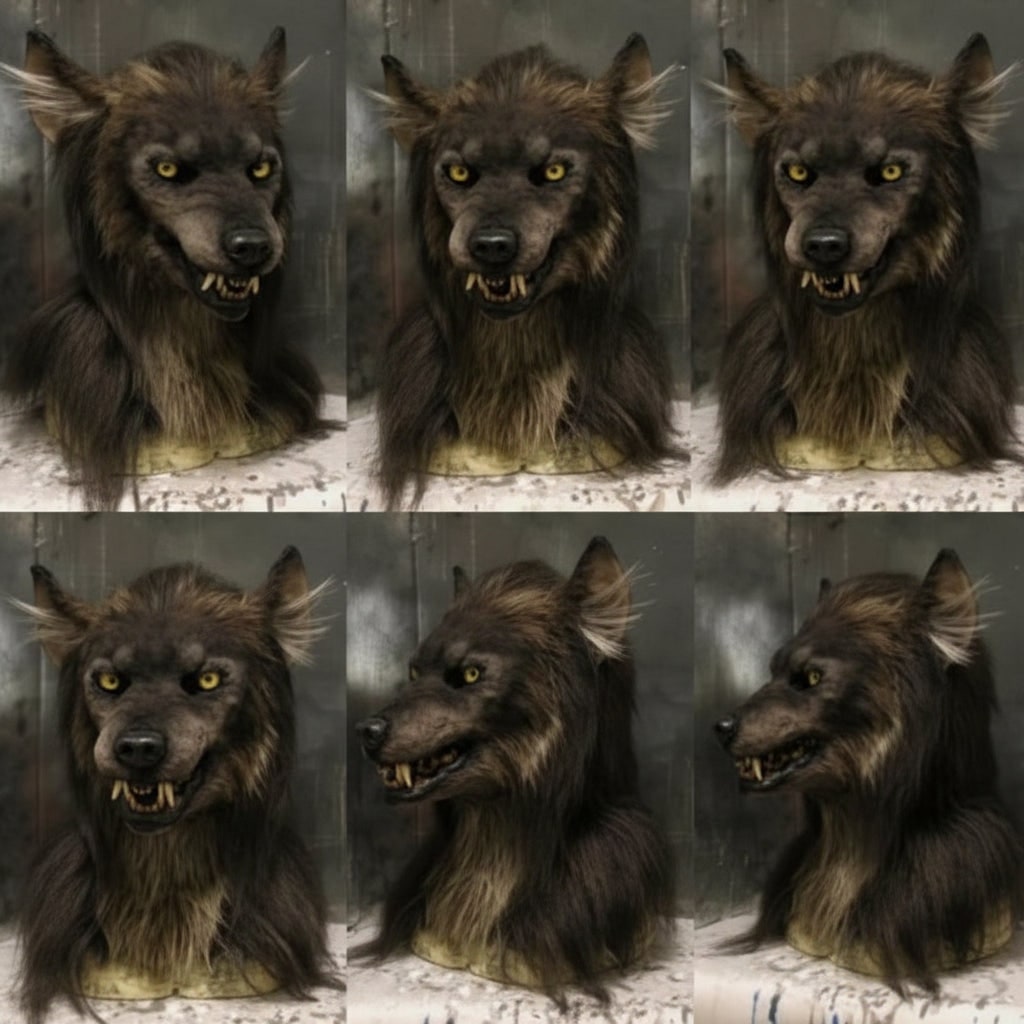 Turbo Cables – Wolf Mask | Realistic Halloween Costume Accessory with Detailed Fur Texture | Full-Face Coverage for Spooky Transformations