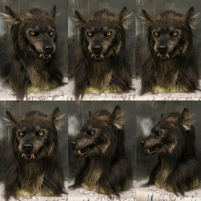 Turbo Cables – Wolf Mask | Realistic Halloween Costume Accessory with Detailed Fur Texture | Full-Face Coverage for Spooky Transformations