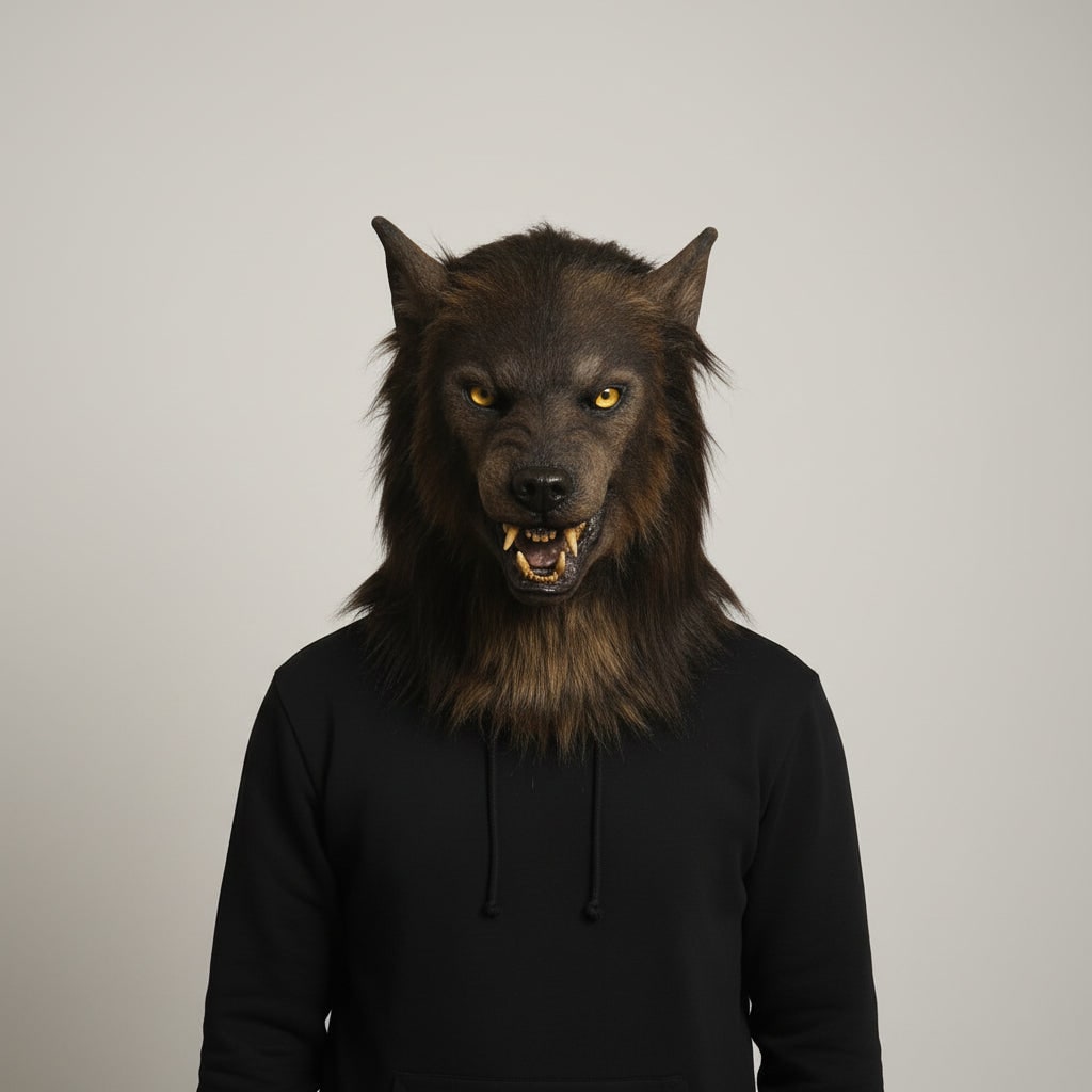 Turbo Cables – Wolf Mask | Realistic Halloween Costume Accessory with Detailed Fur Texture | Full-Face Coverage for Spooky Transformations
