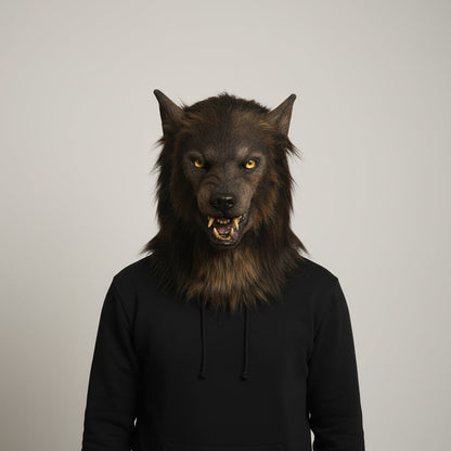 Turbo Cables – Wolf Mask | Realistic Halloween Costume Accessory with Detailed Fur Texture | Full-Face Coverage for Spooky Transformations