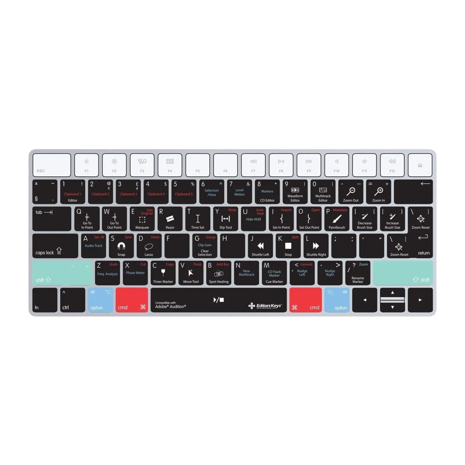 Adobe Audition Keyboard Covers for MacBook and iMac Editors Keys