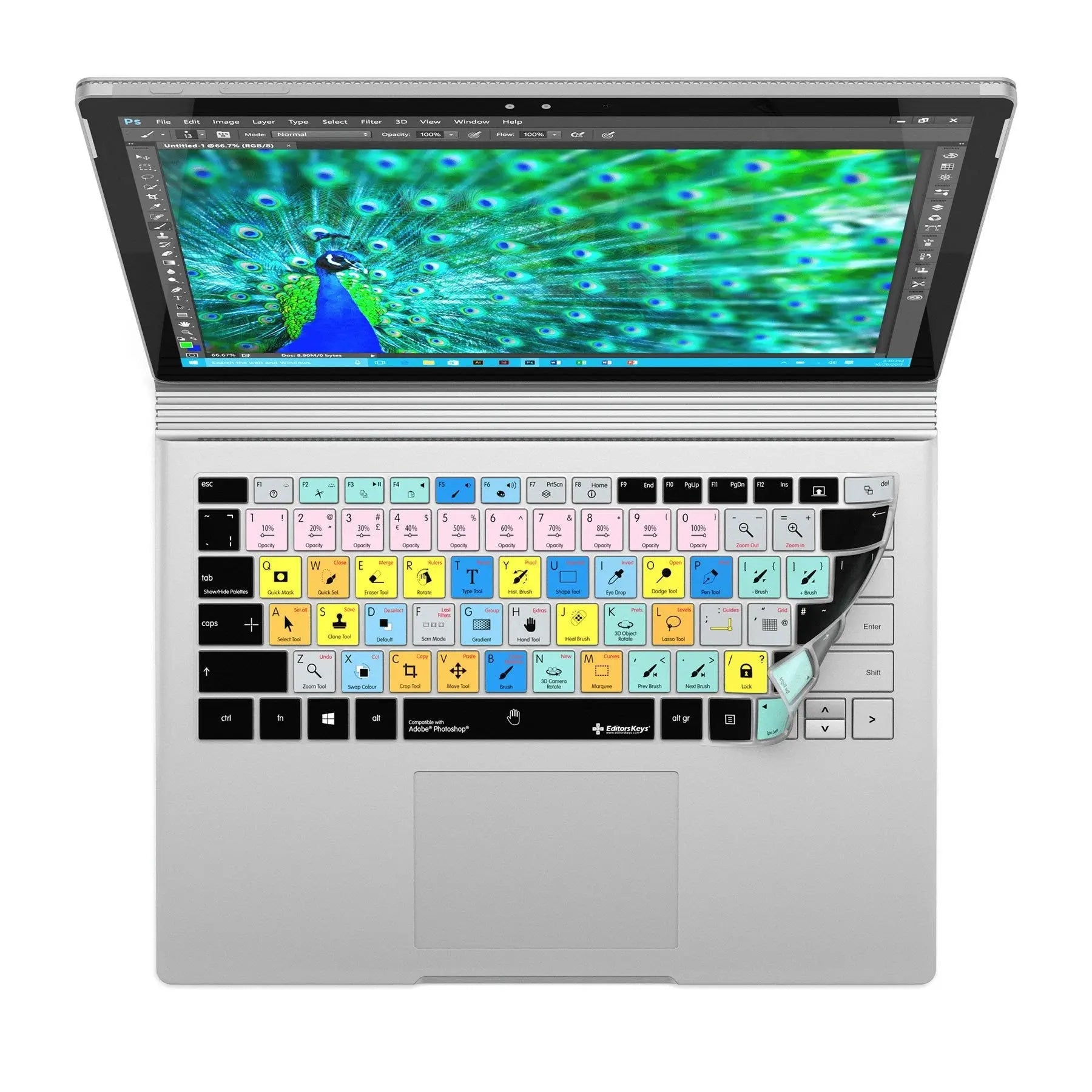 Adobe Photoshop Keyboard Covers for Microsoft Surface Line Editors Keys