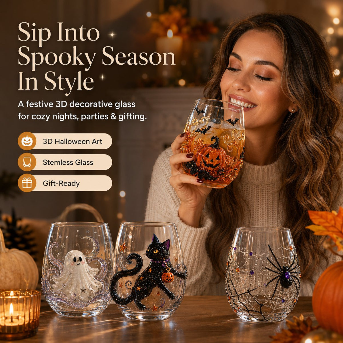 Turbo Cables – Artisan Halloween Drinking Glass
