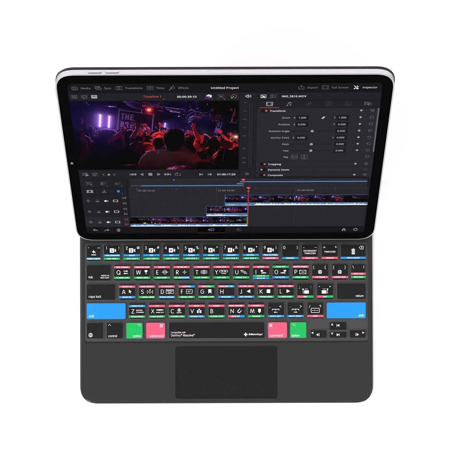 Davinci Resolve Keyboard Cover for iPad Magic Case Editors Keys